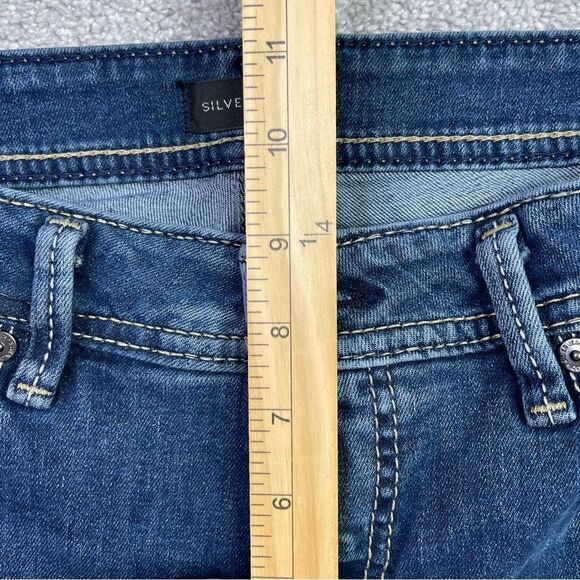 Silver Jeans Women’s 30X32 Blue Elyse Slim Boot Mid-Rise Dark Denim Stretch - Picture 10 of 13